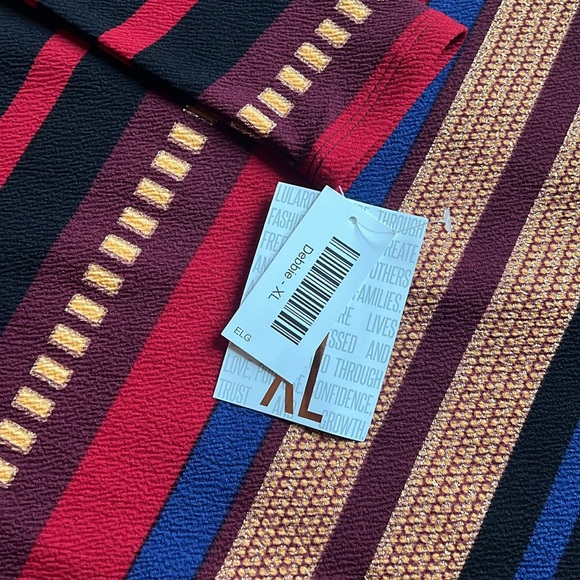 LuLaRoe Elegant Debbie pencil sheath dress gold red black stripe size XL X Large - Picture 5 of 6